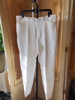 Susan Graver White Tailored Straight-Leg Trousers